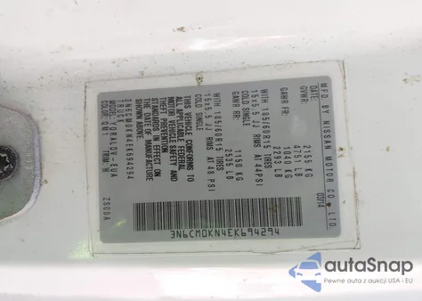 2014 Nissan Nv200 S from USA, damaged, VIN 3N6CM0KN4EK694294